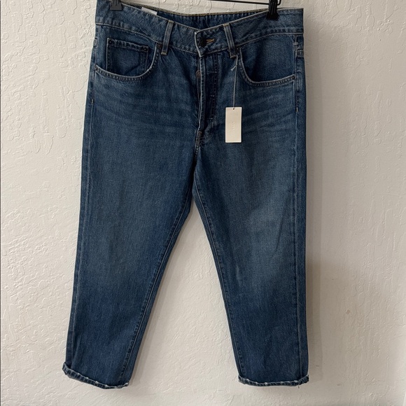 6397 Shorty Jeans Size 26 Bur Tea Wash Button Fly Distressed Ankle Hem - Picture 4 of 15